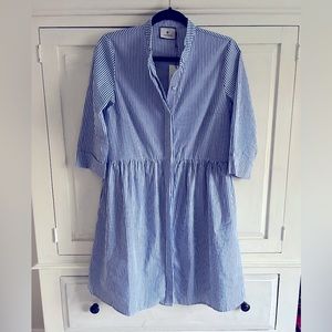Tuckernuck Womens Blue and White Stripe button up Royal Shirt Dress, Small, NWT